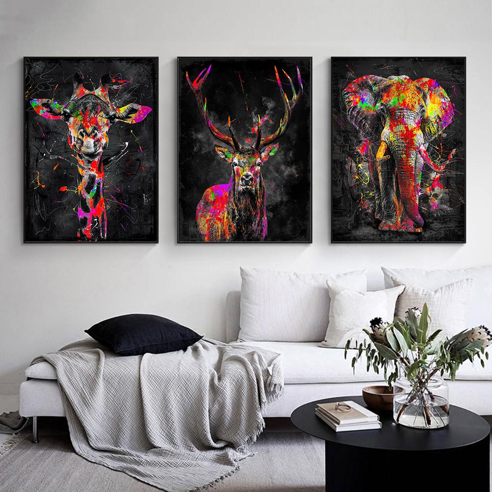Abstract Colorful Animals Lions Oil Paintings On Canvas  Modern Posters and Prints Wall Art Pictures for Living Room Home Decor