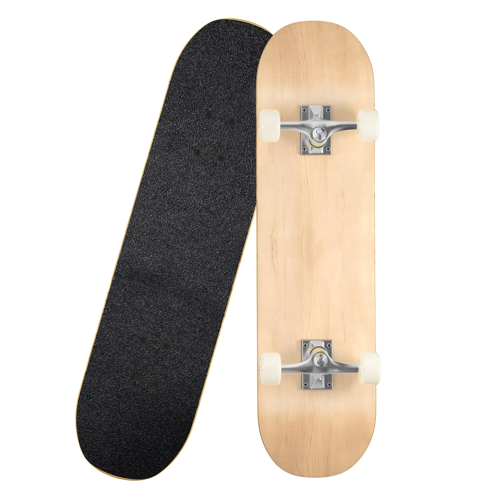 

Complete Skateboard Set with Natural Wood Perfect for and and Kids Grain, Beginners, Practice, Street, Park, Tricks, Adults,