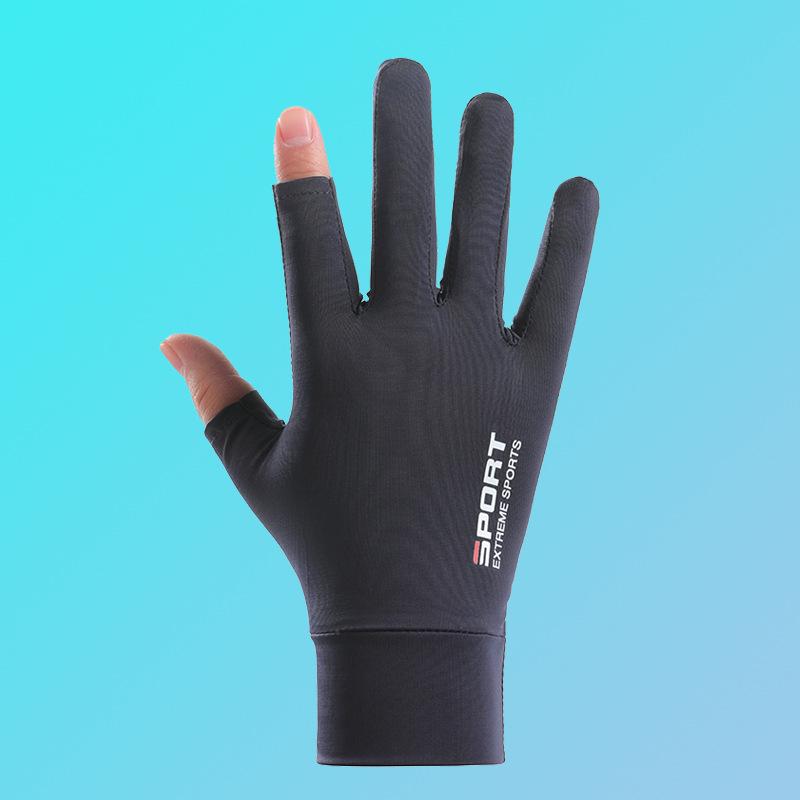 Sunscreen Gloves Driving Fishing Leaking Two Fingers Ice Silk Anti-slip Gloves Breathable Fitness Cycling Express Quick Dry Gloves