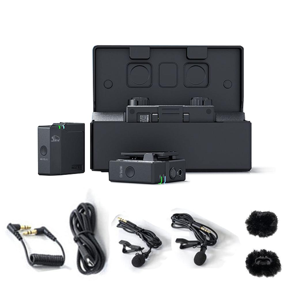 Hollyland Lark150 Microphone with OLED Display, 2.4G Digital Lavalier Lapel Wireless Microphone, 1 Transmitter & 2 Receivers, for Cameras, DSLRs, and