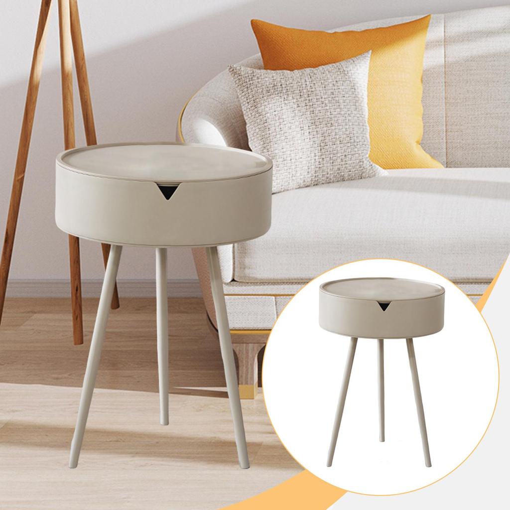 Round End Table, Minimalist Furniture Smooth Waterproof Accent Coffee Table for Small Space Living Room Apartment Bedroom Decor