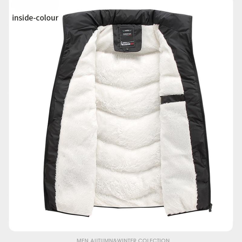Stor storlek herr vinter vadderad och förtjockad väst herr höst och vinter varm utomhus lammullsväst jacka ståkrage ärmlös väst