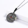 Retro Black Necklace for Women's Exaggerated Disc Inlaid Red Zircon Pendant Necklace Party Jewelry Sweater Chain