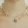 VVV Glitter Double Star Clear Bead Necklace