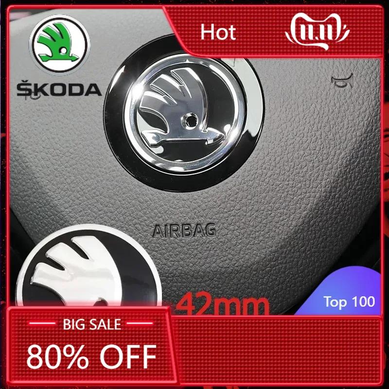 

Car Sticker 2025 New 42mm Car Steering Wheel Center Logo Emblem Sticker Decals for Skoda Octavia VRS Rapid Kodiaq Fabia Karoq Su