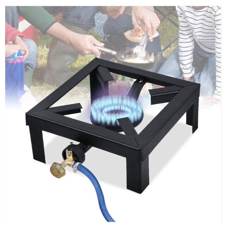 Outdoor Iron Gas Stove With Support Frame For Camping And Garden Cooking
