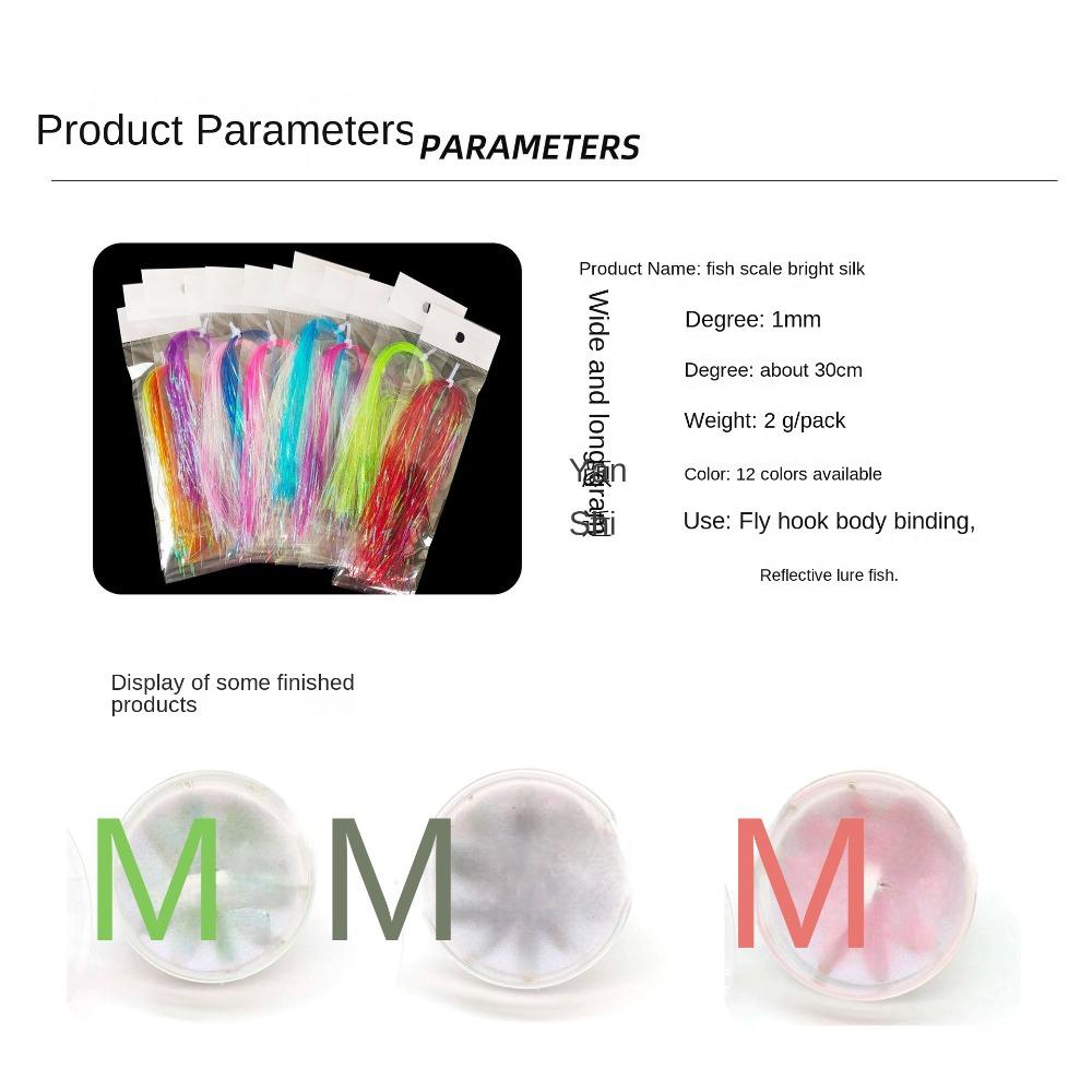 fish scales Holographic Tinsel bright filaments Lure Making Material Fly Tying Materials
