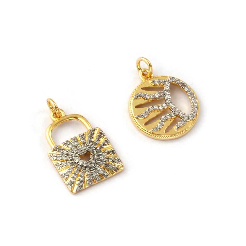 1 Stück Messing Galaxie Anhänger 18K Gold Plated Klar Cubic Zirkonia Hohl Sonne Charms Für DIY Halskette Schmuckherstellung Zubehör