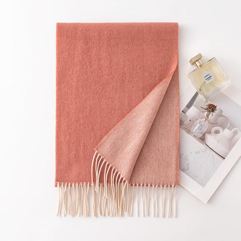 Scarf Autumn and Winter Atmosphere Wool Solid Color Double Sided Scarf Shawl High End Commuting Warm Scarf