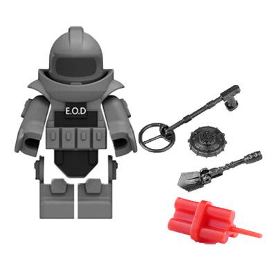 Military Building Blocks Figures Protective Bomb Disposal Suit EOD Special Forces Mine Detector Combination Bricks Toy Kids J019