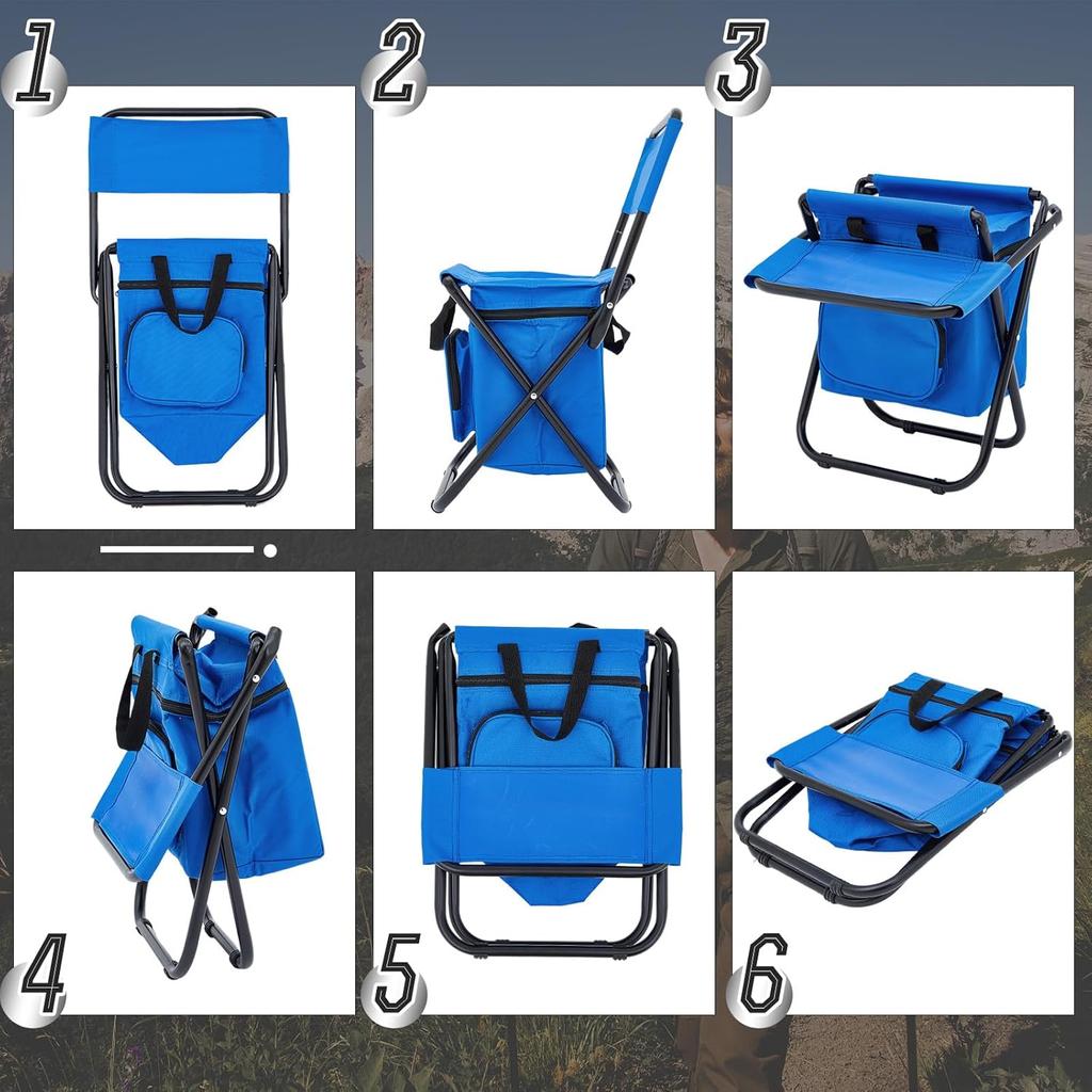 Outdoor Camping Chair Beach Fishing Chair with Cooler Bag Detachable Portable Folding Moon Chair Ultralight Outdoor Seat Tools