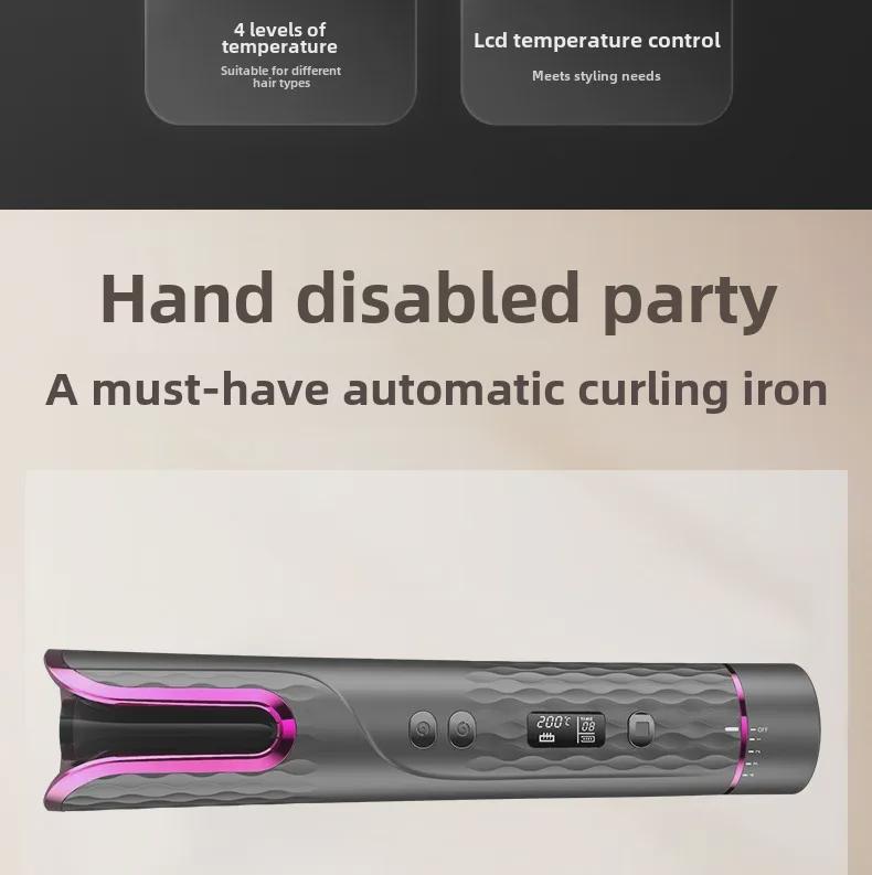 Wireless Automatic Rotating Curling Iron with LCD Display