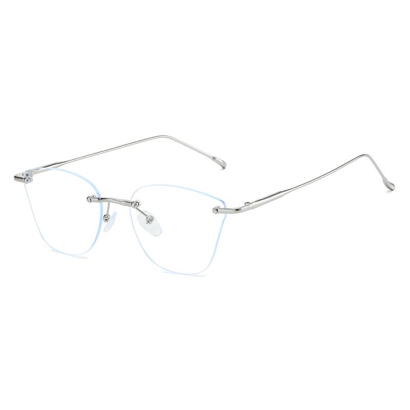 New Metal Fashion Frameless Cut Edge Myopic Glasses Ultra Light Comfortable Versatile Anti-Blue Light Eyeglasses 0 To -4.0