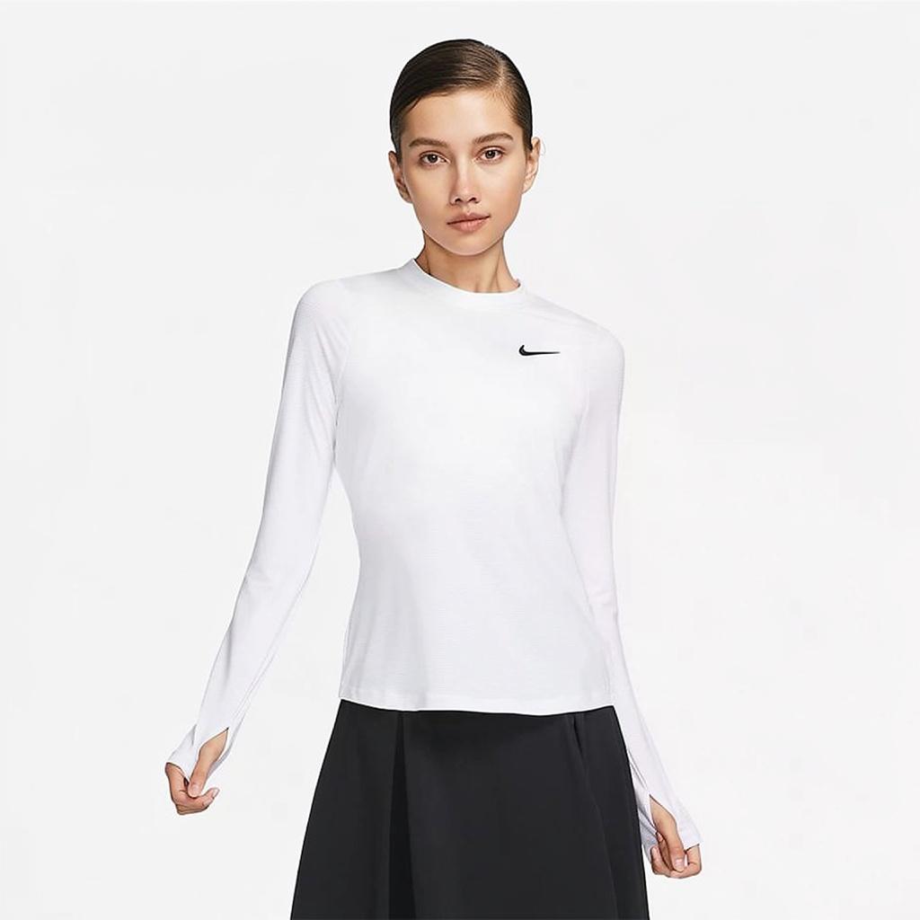 Nike Dri-Fit UV Victory Sun Protection Solid Logo Print Crew Neck Short Sleeve T-Shirt Women T-Shirts White DH2069-100