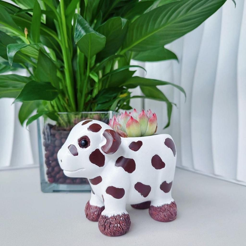 Milk Cow Flower Pots Resin Succulent Flowerpot Small Medium Plants Indoor Outdoor Decoration Courtyard Garden Plant Accessories