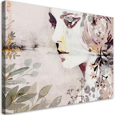 Canvas Print Abstract Flowers Arount Woman Face