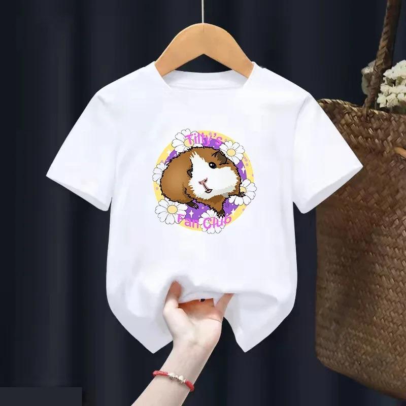 Love Capybara Animal Print T Shirt for Girls/Boys Funny Guinea Pig Tshirt Kawaii Kids Clothes Summer Tops Short Sleeve T-Shirt