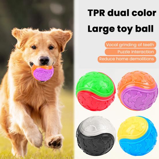 Squeaky Ball Dog Chew Toy TPR Interactive Toys for Dogs Teeth Cleaning Bite Resistance Pet Supplies for Home Outdoors Walking Traveling