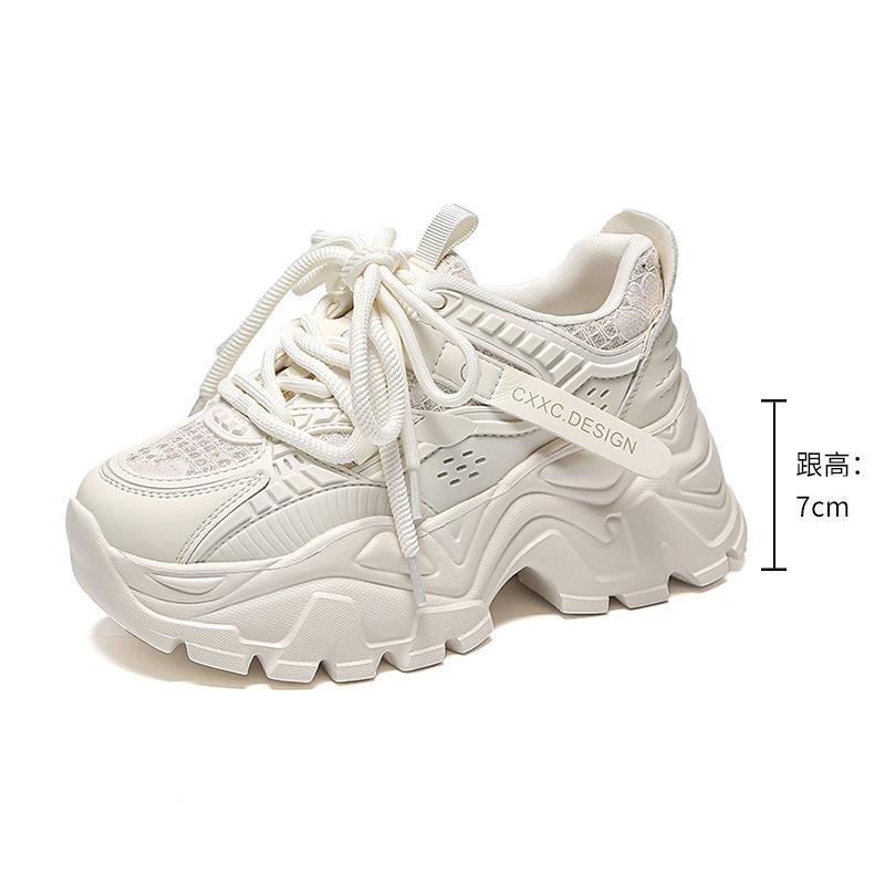 2025 new spring platform dad shoes women's height increased by 7cm versatile, comfortable, breathable and lightweight casual sports shoes