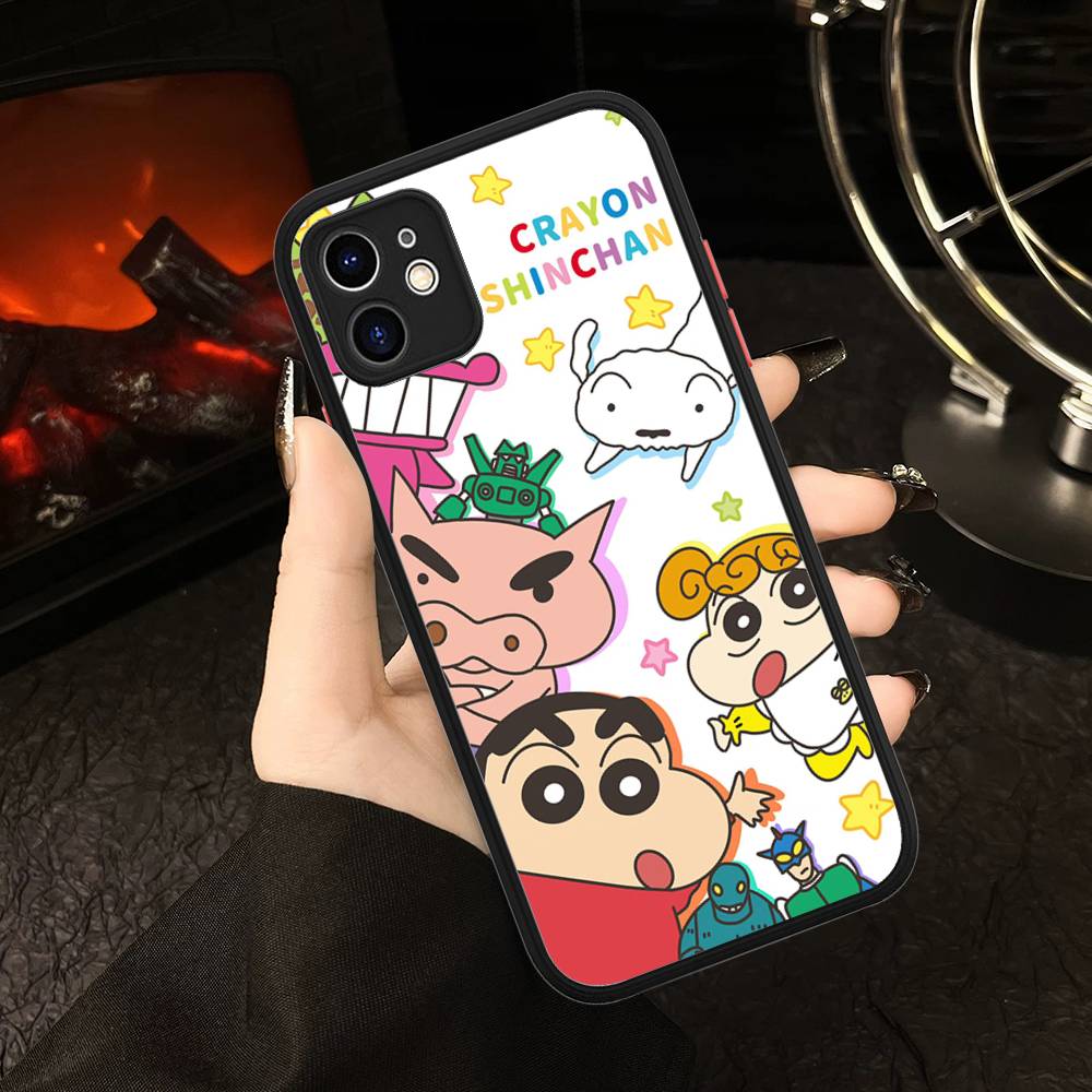 C-Crayon Cartoon Shin Chan Phone Case For IPhone 16 Pro Max Case 11 12 13 14 15 Pro Plus X XS MAX Case Matte Cover