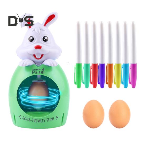 

Набор для росписи яиц, вращающийся кролик с 8 цветными маркерами и 3 пластиковыми яйцами, набор для декорирования пасхальных яиц для самостоятельной росписи пасхальных яиц With Light зелёный