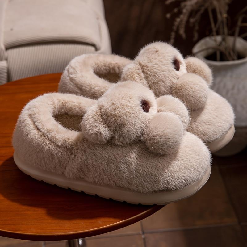 Plush Slip-On Slippers with Plush Lining & Arch Soft Plush Indoor House Shoes