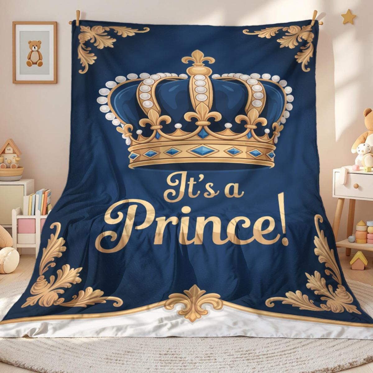 

Crown pattern flannel blanket suitable for sofas beds travel beds in all seasons machine washable modern home decoration item 75x90cm