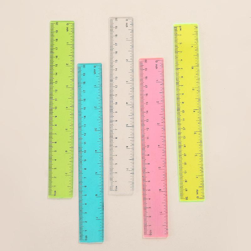 5pcs Transparent Plastic Rulers Precise 8-Inch Measuring Tools Students Office Home Easy-to-Read Space-Saving Design