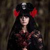Rose Witch Costume Hair Hoop Gothic Dark Flower Skull Hair Styling for Live Show Headband Gothic Carnivals