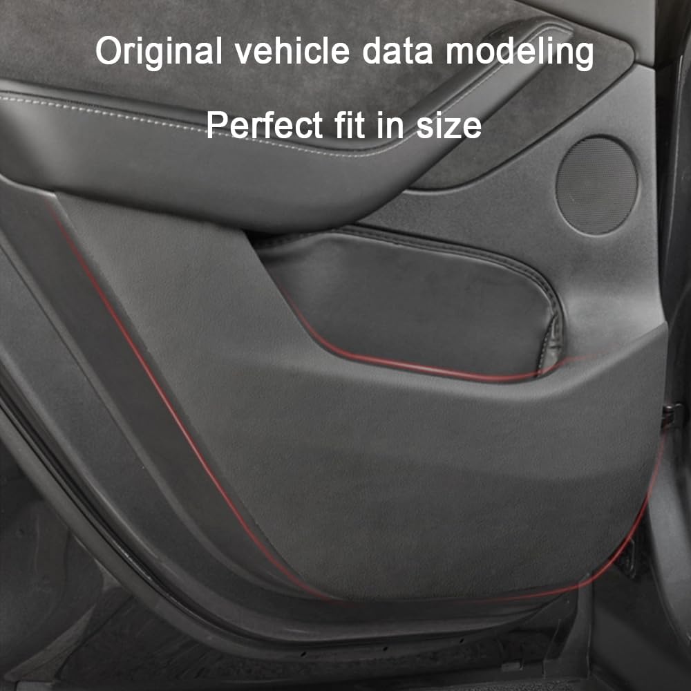 Car Door Anti Kick Sticker Compatible with Tesla Model Y 2025,Leather Material Door Protection Sticker,Automotive Interior Accessories (Carbon Fiber