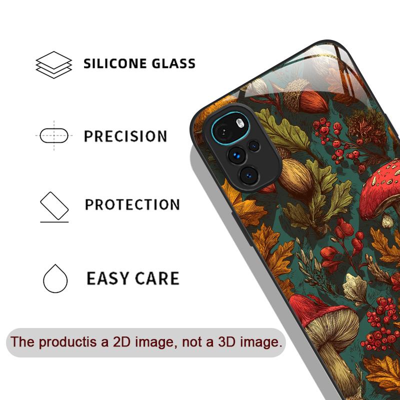 Creative Personality Mushroom Pattern Tempered Glass Phone Case for Motorola Moto G85 G84 G75 Edge 50 Fusion 40 Neo 30 Pro Cover