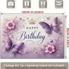 2D Soft Purple & Gold Butterfly Themed Birthday Photo Booth Background Cloth
