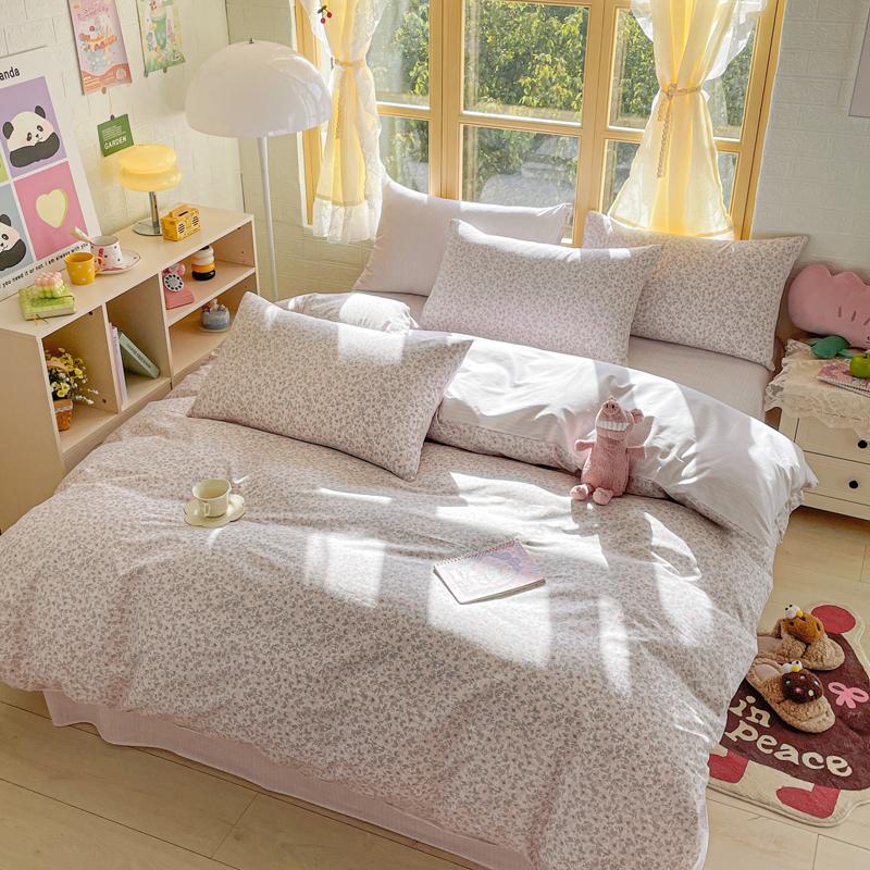 Elegant Blue Floral Pattern Duvet Cover Set 100% Cotton Soft Skin Friendly Queen Size Bedding Set Comforter Cover Pillowcases