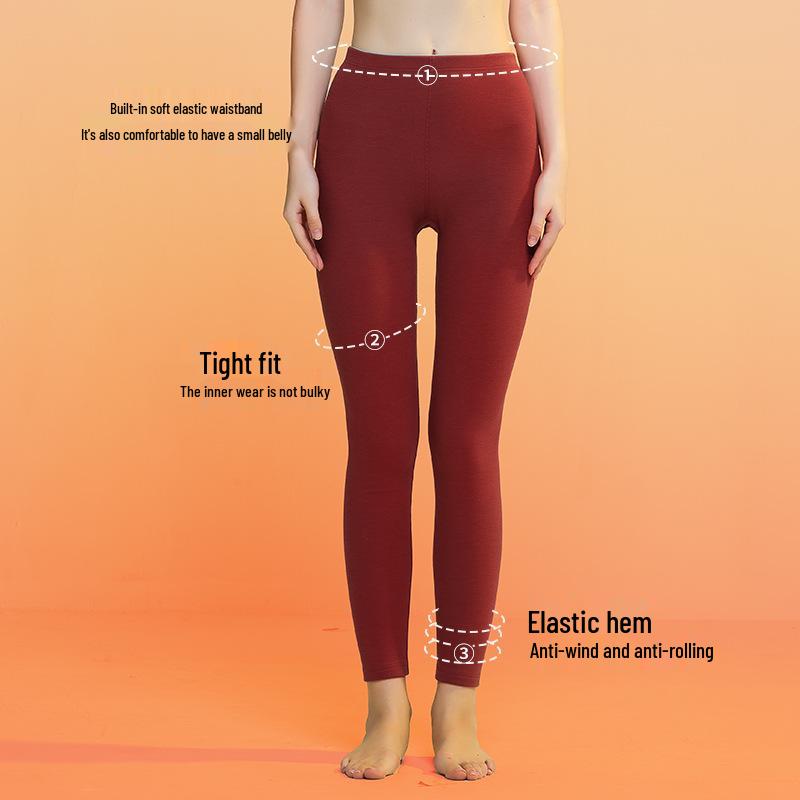 Extra Thick Silk Wool Fleece-Lined Women's Warm Leggings for Autumn/Winter