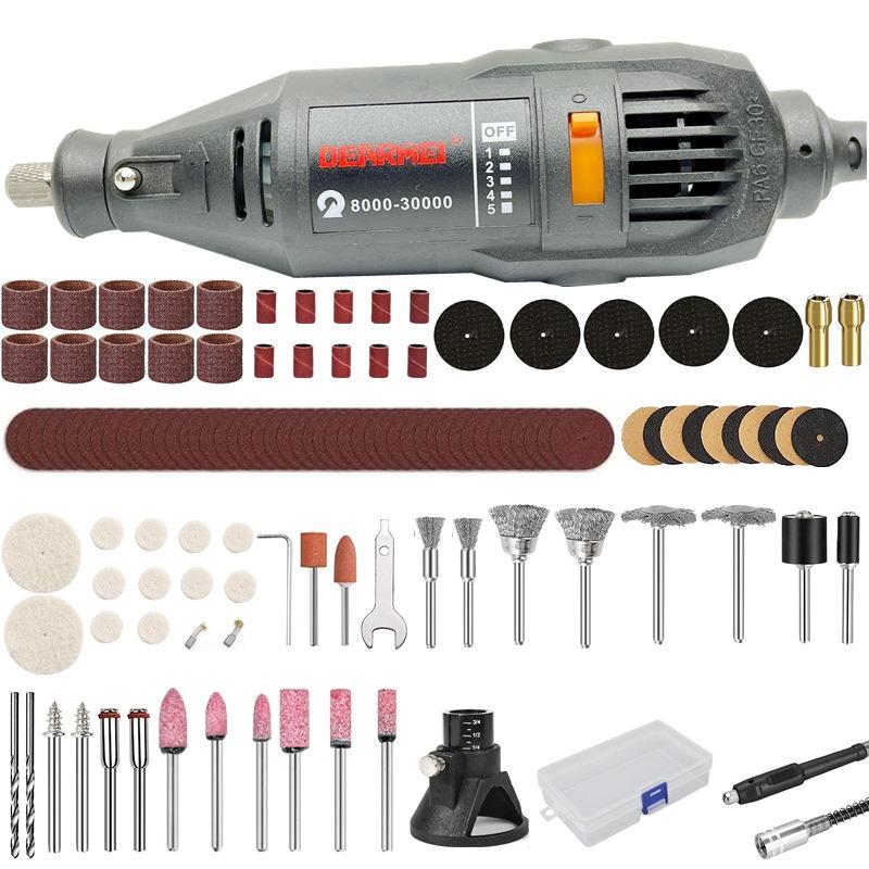 Speed Control Mini Electric Grinder Micro Rotary Grinder 130W Handheld Grinder DIY High Power Portable Electric Drill Set EU Plug