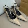 Luxury  Patent Leather Women Pumps Sexy Pointed Toe Elegant Dress Wedding Bridal Slingback Buckle Strap Autumn Ladies Shoes