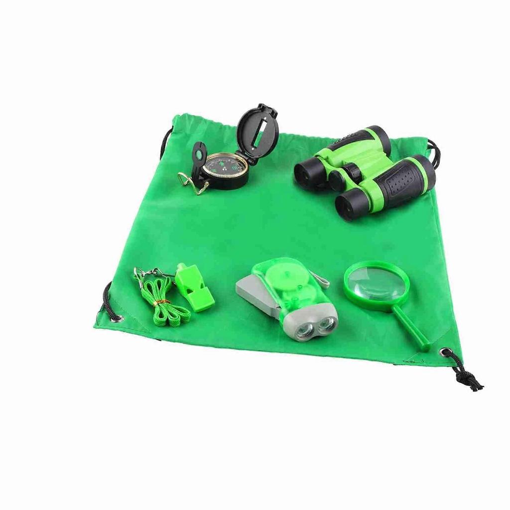 6Pcs Outdoor Exploration Binoculars Set Young Kids Educational Gift for Camping Hiking Green