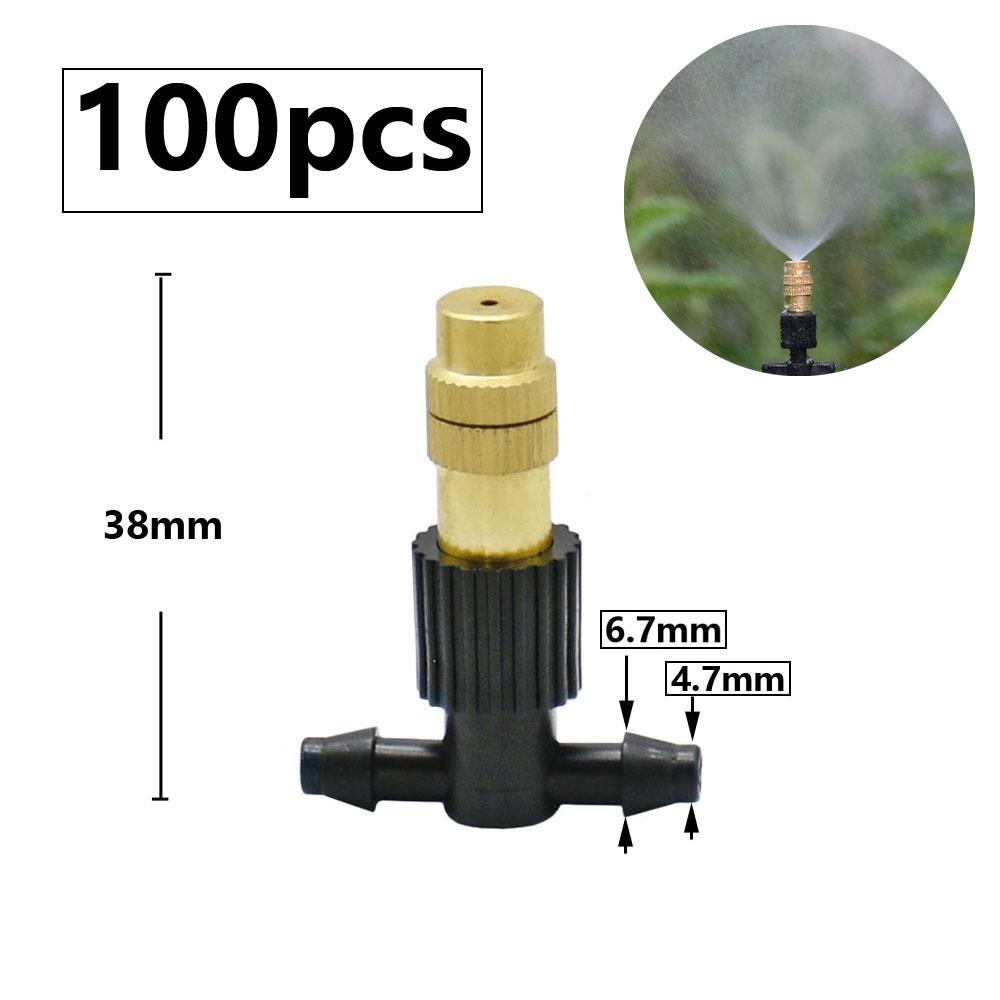 15-250Pcs Micro Drip Irrigation Misting Brass Nozzle Garden Spray Cooling Parts Copper Sprinkler with Thread Barb Tee Connector