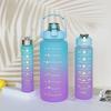 3Pcs Gradient Plastic Cup Set Large Capacity Sports Water Bottle Outdoor Travel Gym Fitness Jugs Student Portable Cup WIth Straw
