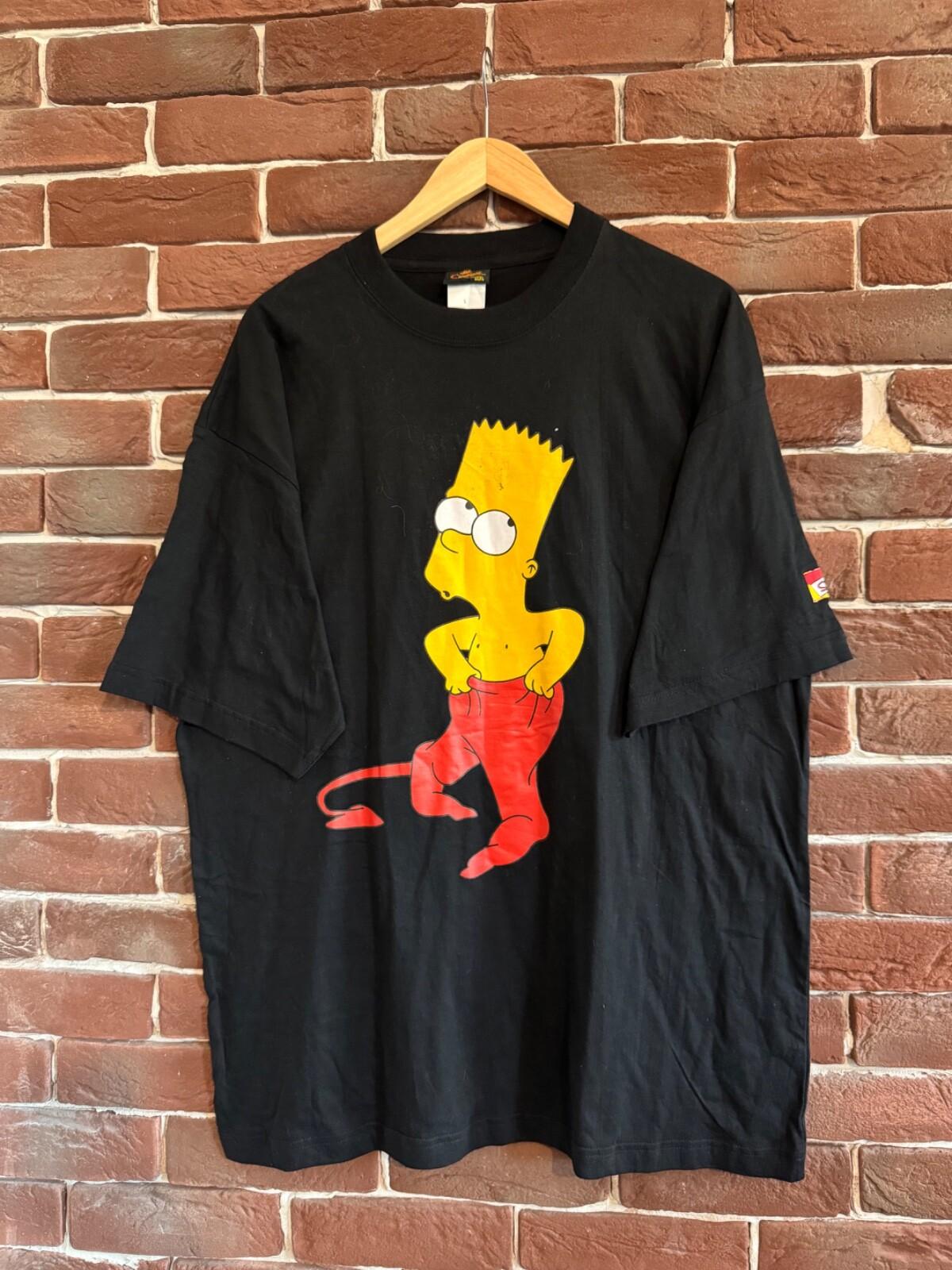 Vintage 90s Bart Simpson Devil Cartoon Art L black Unisex T-Shirt XXXL
