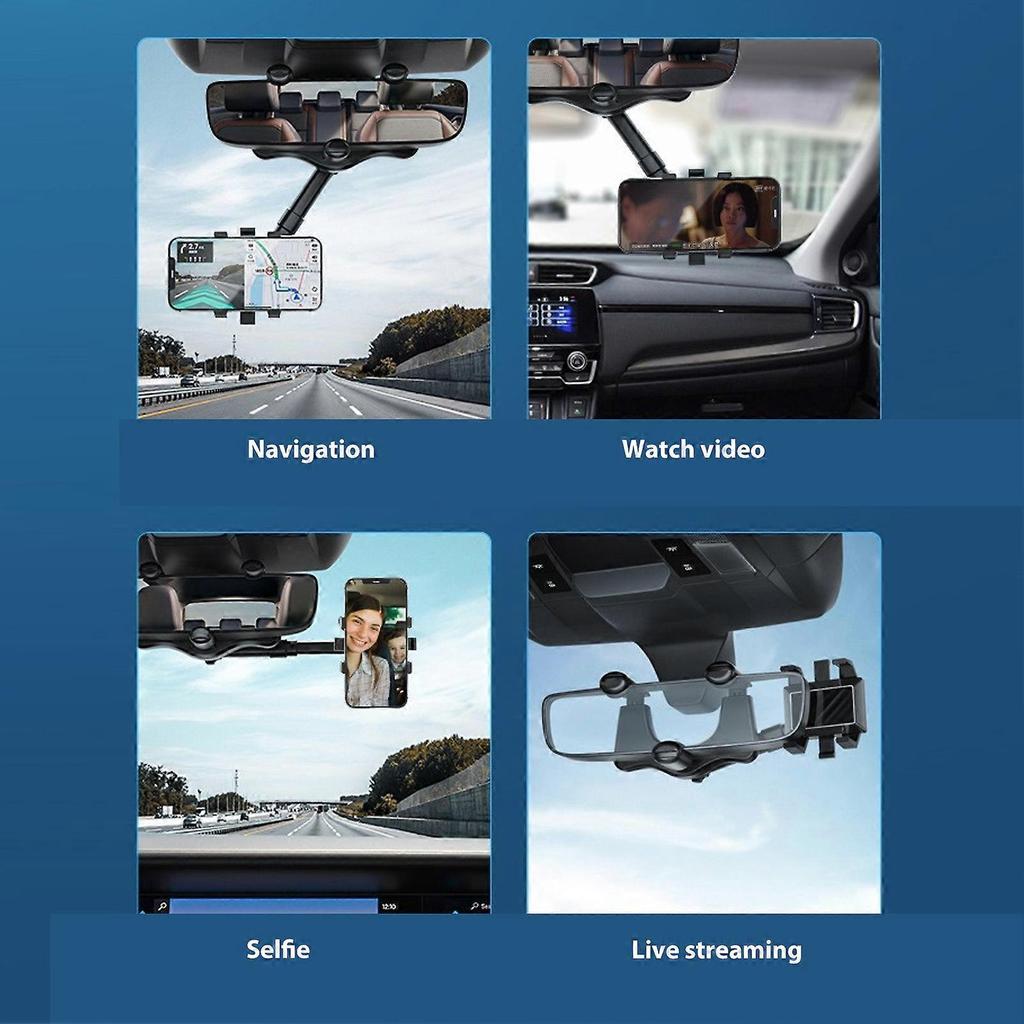 Rearview Mirror Phone Holder 360 Degree Rotation Multifunctional Phone AR Navigation Holder for Cars