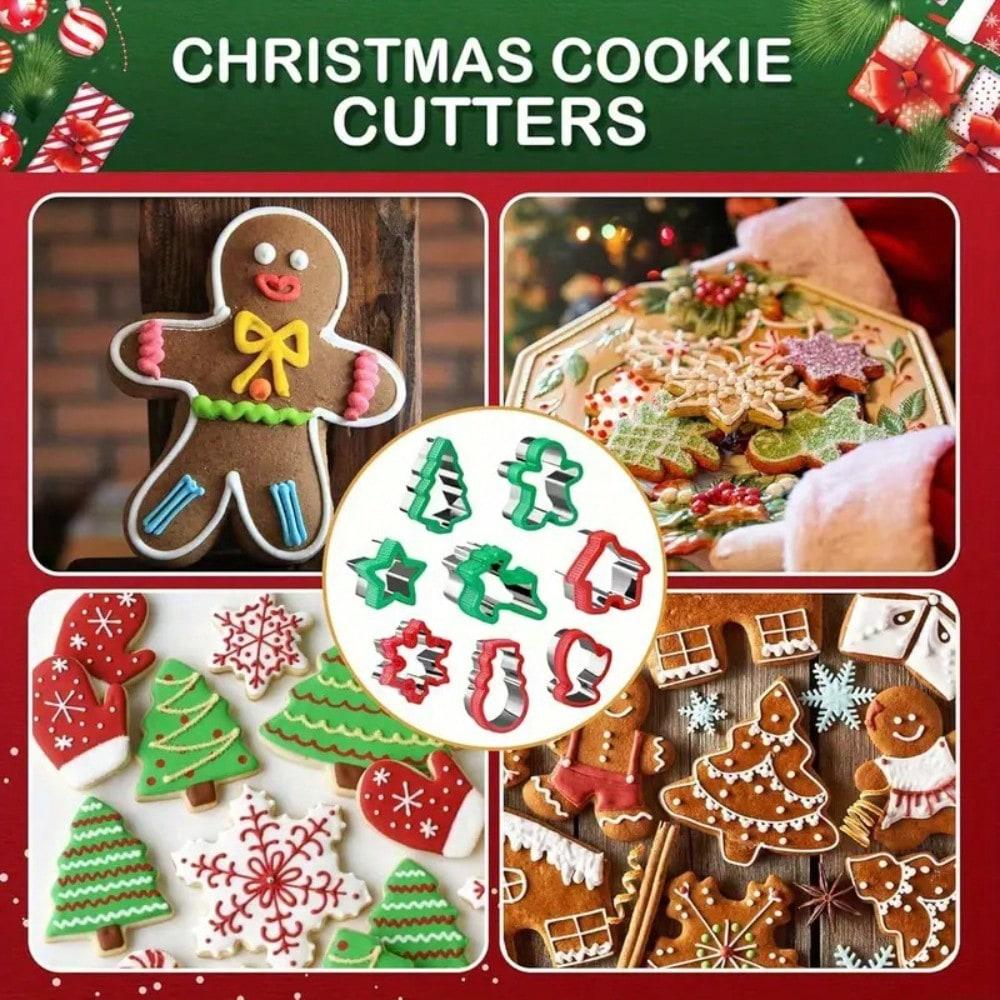 Edelstahl-Ausstecher Weihnachten Thema Brotpressform Backzubehör mit Baum Schneemann Rentier Schneeflocke Form