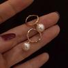 Retro Simple Senior Circle Pearl Earrings Small Exquisite Temperament Versatile Light Luxury Fashionable and Versatile Earrings