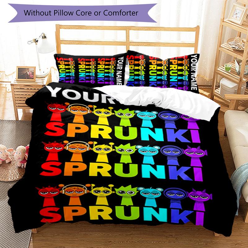 3pcs SPRUNKI12 Cover Set - Personalized Name, HD Printed Bedding with 1 Cover and 2 Pillowcases - Perfect for Home Decor, Easy Care