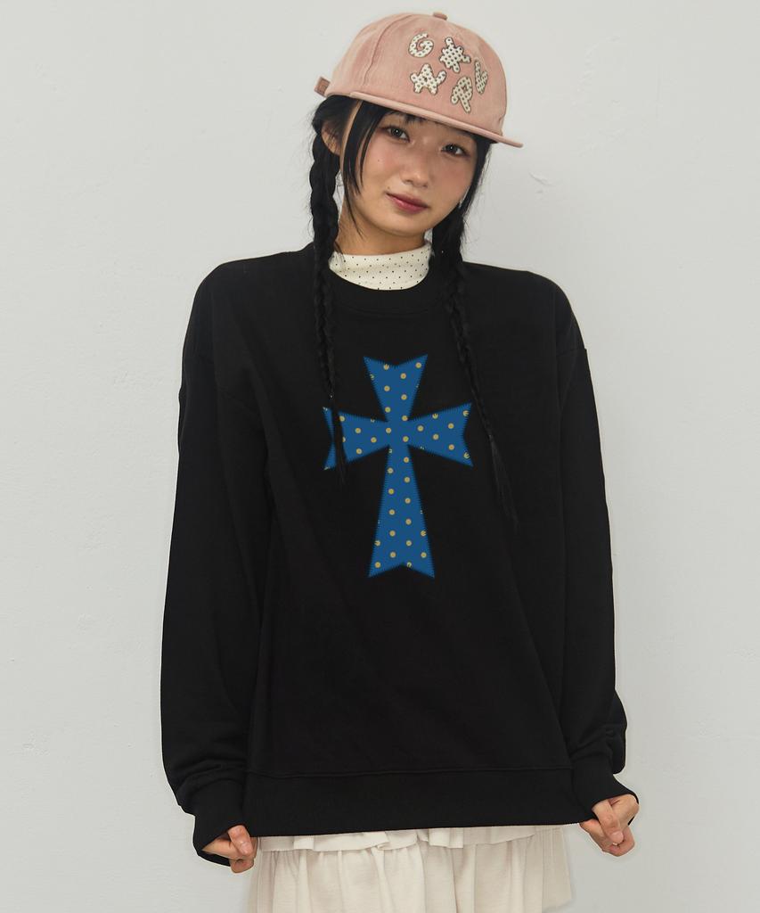 GRAVER [Unisex] Dot Cross Sweatshirt_4Color