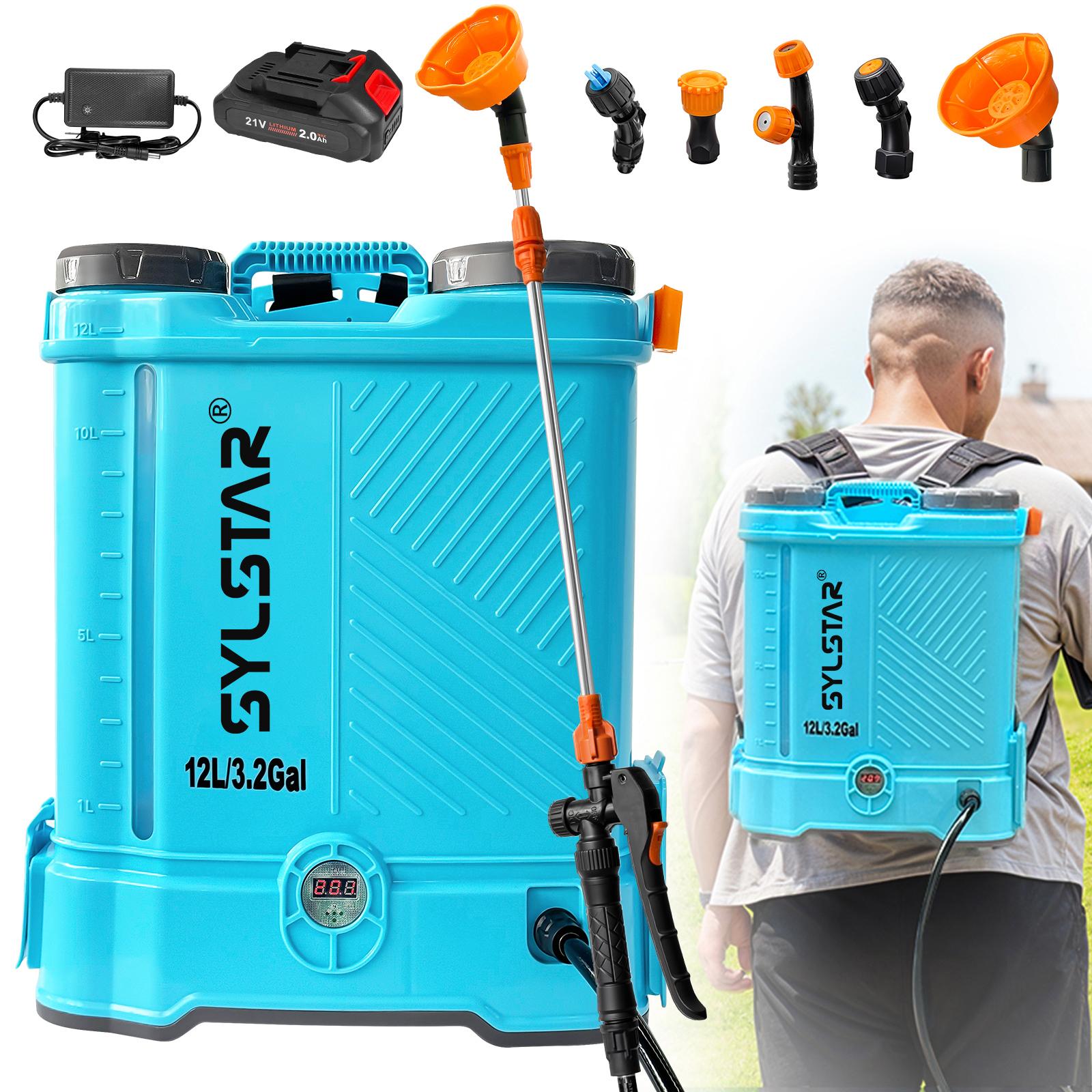 

3.2 Gallon Battery Powered Backpack Sprayer,80 PSI Adjustable Pressure Electric Sprayer,With 5 Nozzles,Weed Lawn Sprayer 16.93x13.39x7.48 in синий