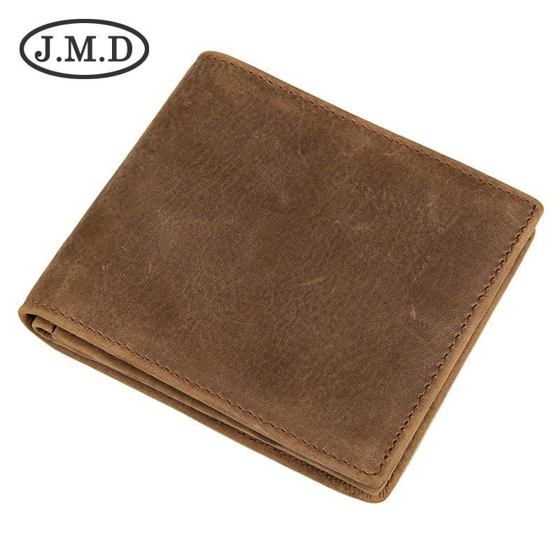 

Мужской кожаный кошелек Jiamida RFID Crazy Horse - подлинный короткий кошелек Brown (crazy horse leather) коричневый