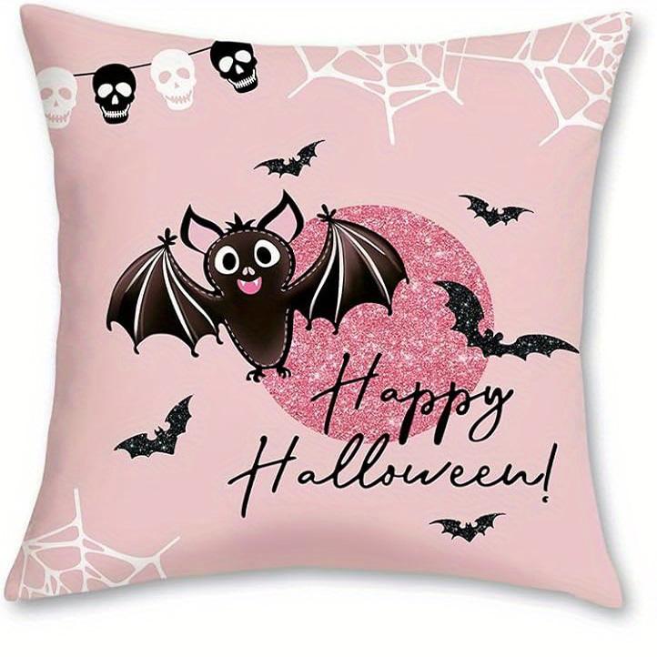 Home Decor Adorable Pink Halloween-themed Pillow Covers Pattern Cushion Cover Suitable for Sofa Bedroom Car Pillow Cover