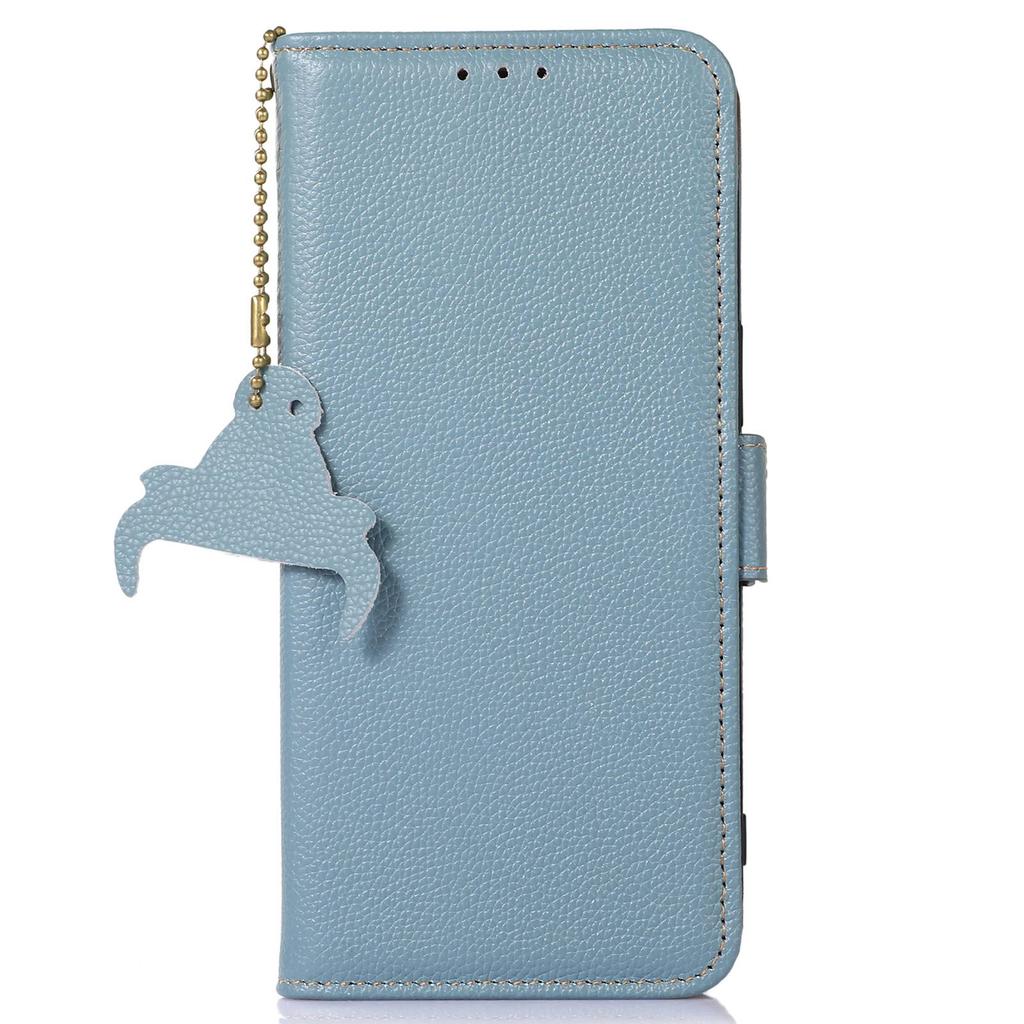 For Samsung Galaxy S24 FE Phone Case RFID Blocking Textured Genuine Cow Leather Flip Cover