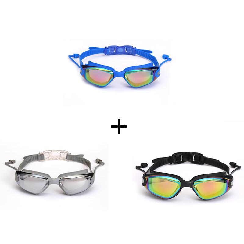 Swimming Goggles Swimming ear plugs professional Waterproof glasses HD Anti-Fog UV Silicone Adjustable Glasses Men Clear goggles